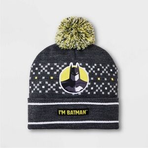 NWT DC Comics Boys' Batman Pom Beanie Hat - Charcoal Gray